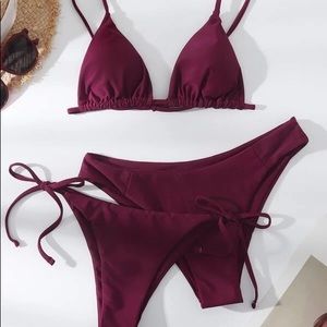 Maroon 3 Piece Swimsuit